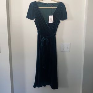 DKNY Faux Wrap Velvet Midi Dress 12
